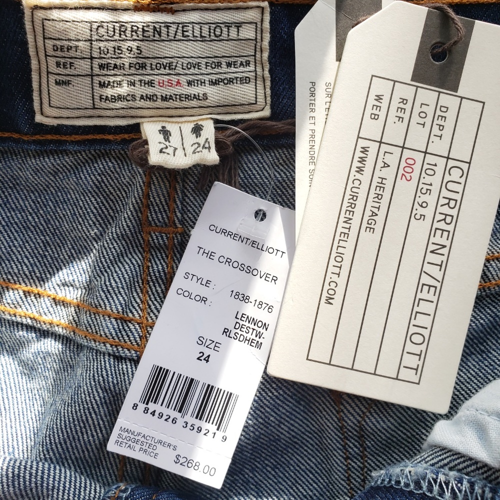 Current/Elliot Unisex Raw Hem Jean *New size 24/27 - Picture 8 of 8